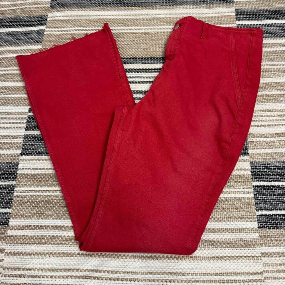 Free People We The Free Level Up Slit Bootcut Jeans Stretch Zip Fly Red Size 33